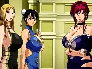 Une pute anime à gros seins suce des grosses bites. Une pute anime à