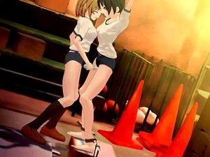 La mignonne anime attachée se fait vibrer la chatte durement. La