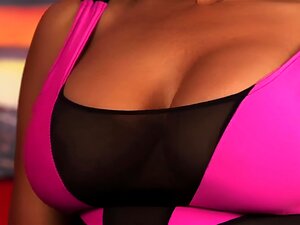 Voyeur britannique noire taquine son soumis avec ses seins