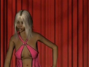 strip-teaseuse virtuelle chaude en 3d en lingerie rose. strip-teaseuse