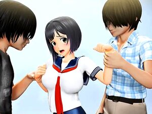 Une écolière hentai bien foutue se fait baiser tous ses trous par
