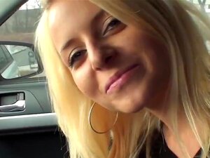 La sexy Denisa fait une pipe dans la voiture de son amant coquin.